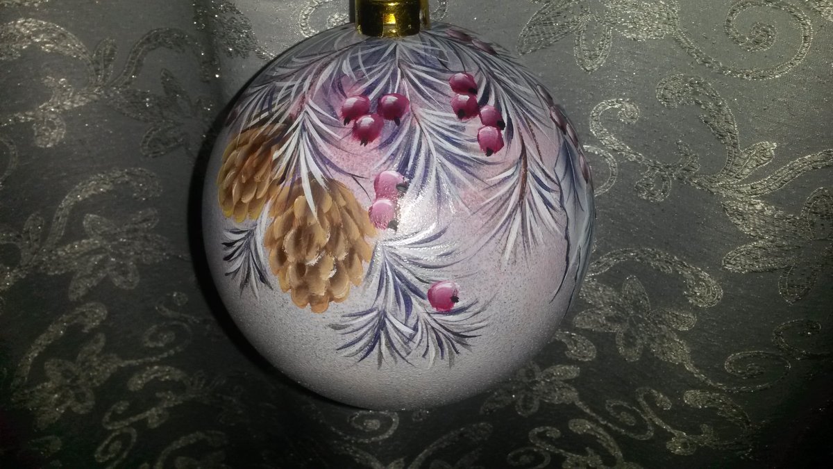 Роспись новогодних шаров акриловыми красками