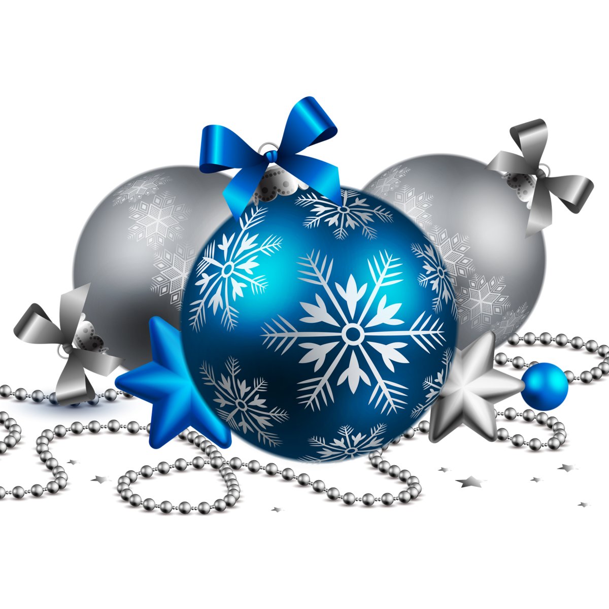 Синий новогодний шарик на прозрачном фоне