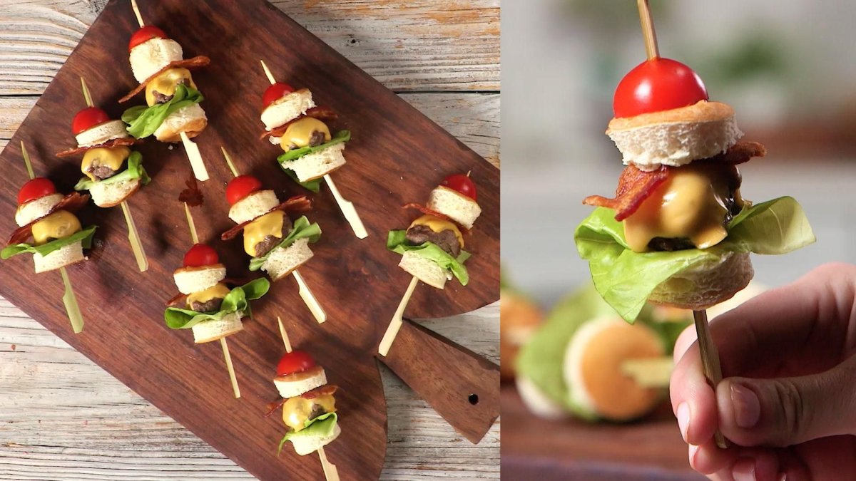 Закуски на шпажках из слоеного теста