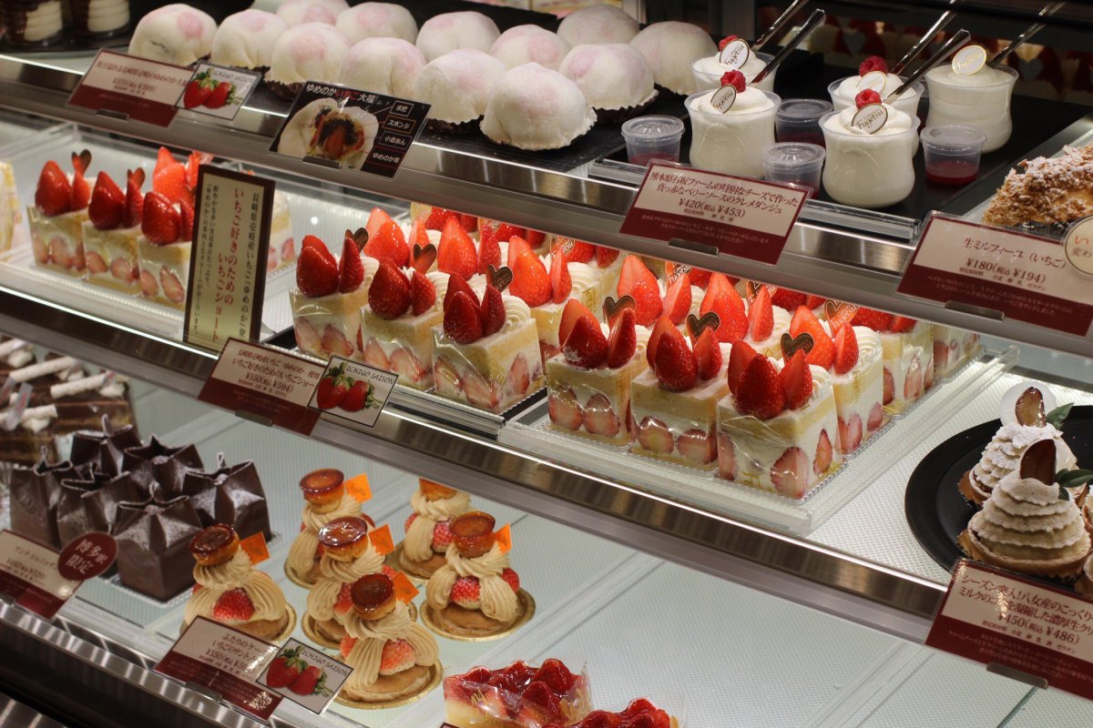 Пирожные на витрине