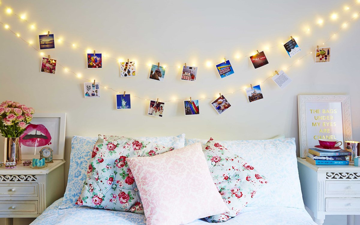 Украшение комнаты гирляндой