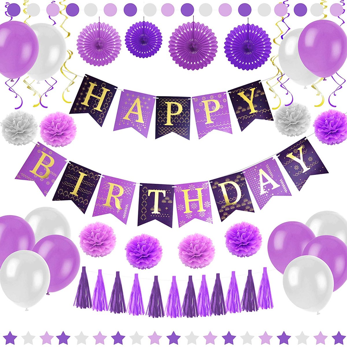 С днём рождения растяжка в фиолетовом цвете