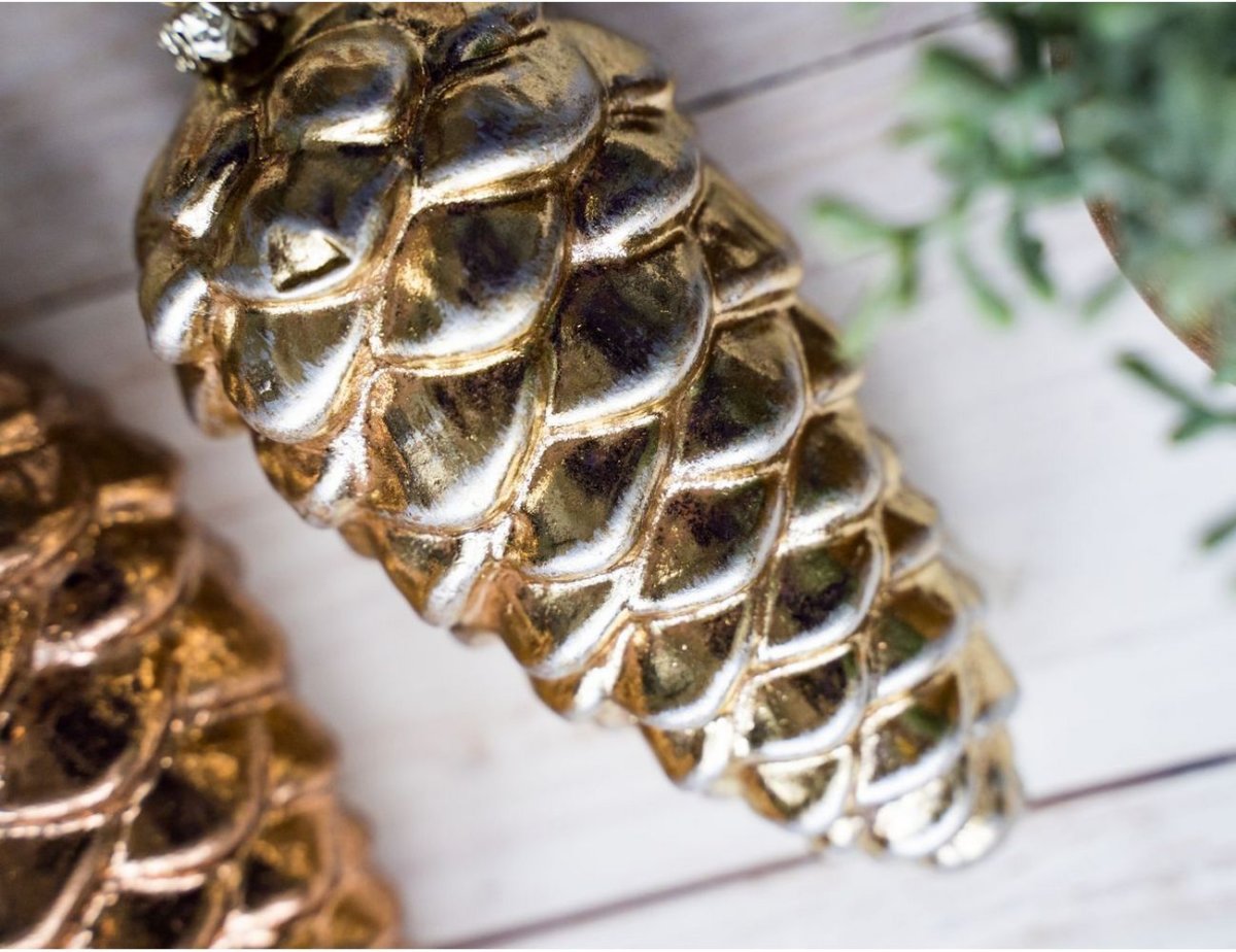 Елочная игрушка шишка Золотая