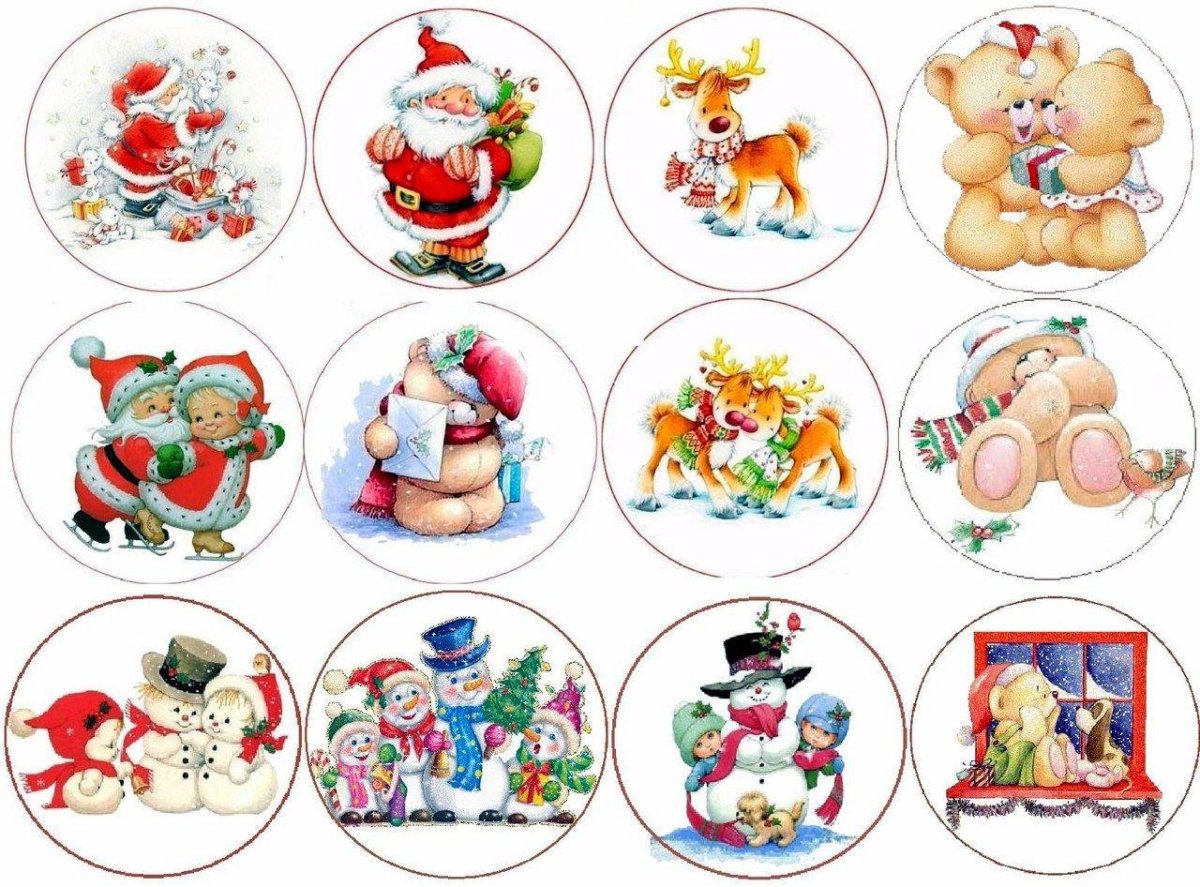 Сахарная печать новогодние для капкейков