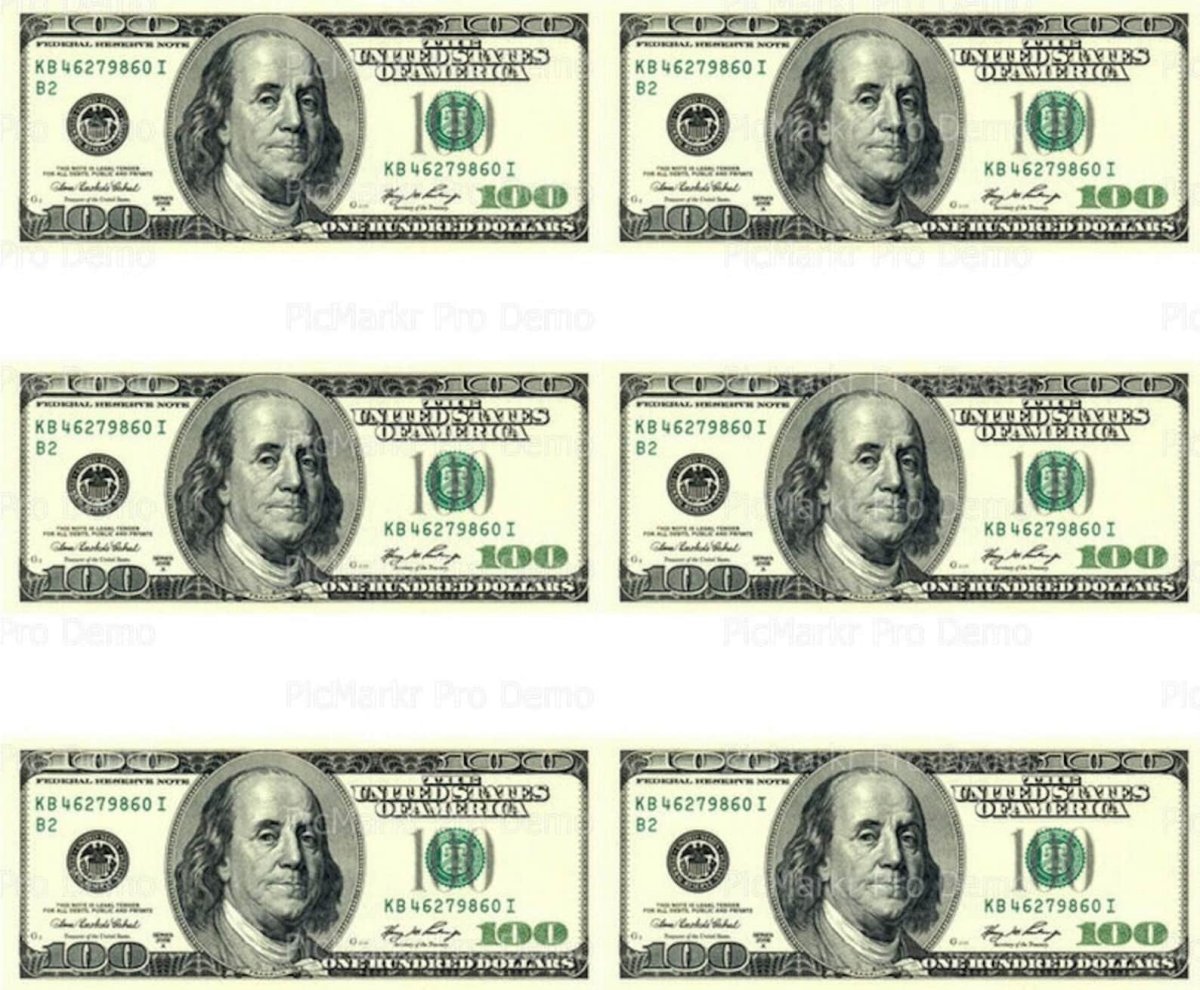 Доллар макет для печати