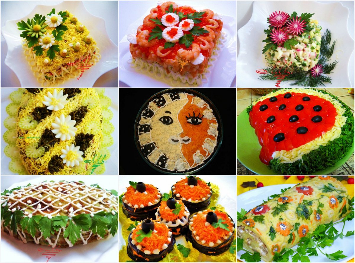 Украшение салатов на новый год