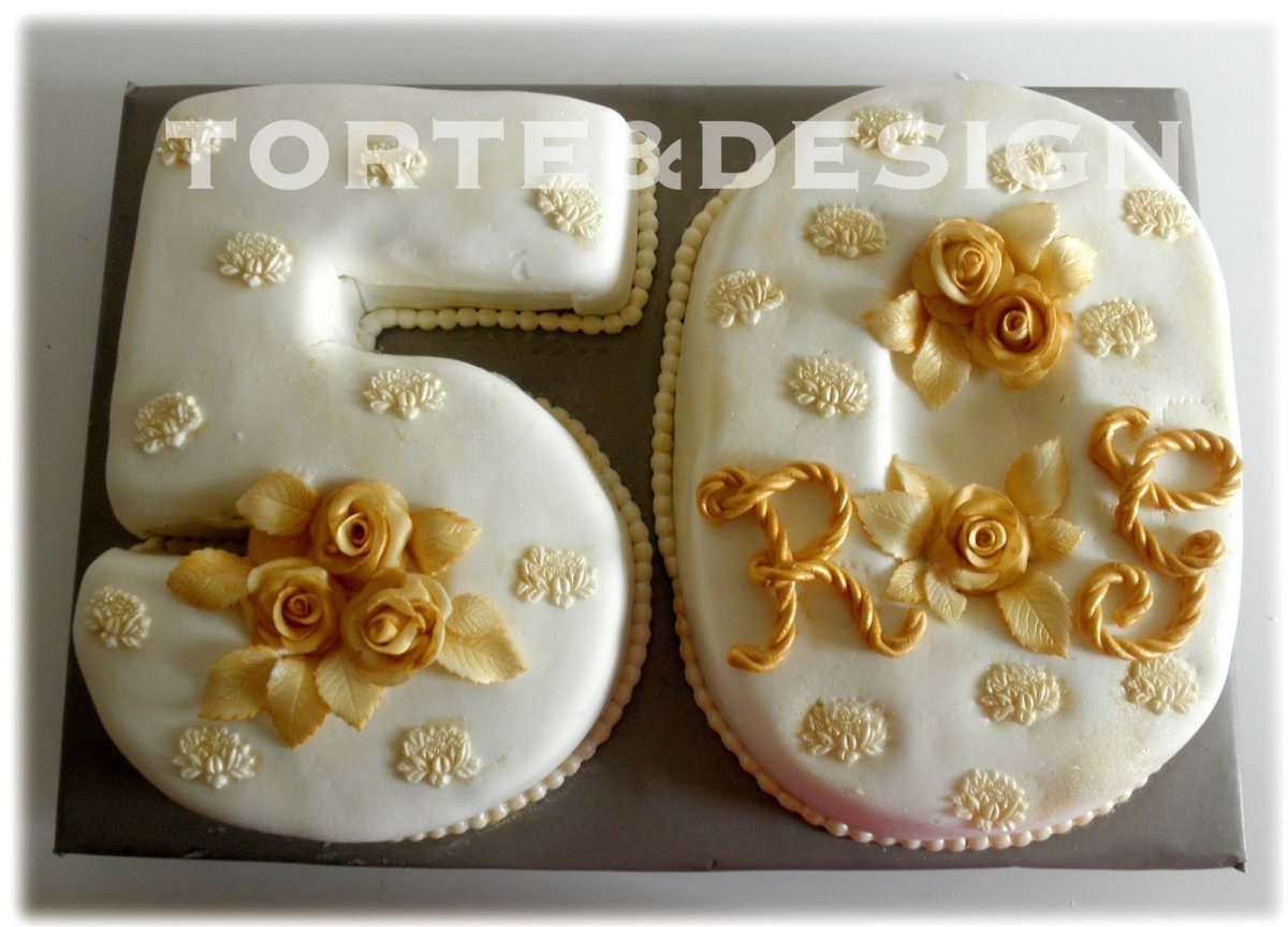Торт цифра 50 на золотую свадьбу