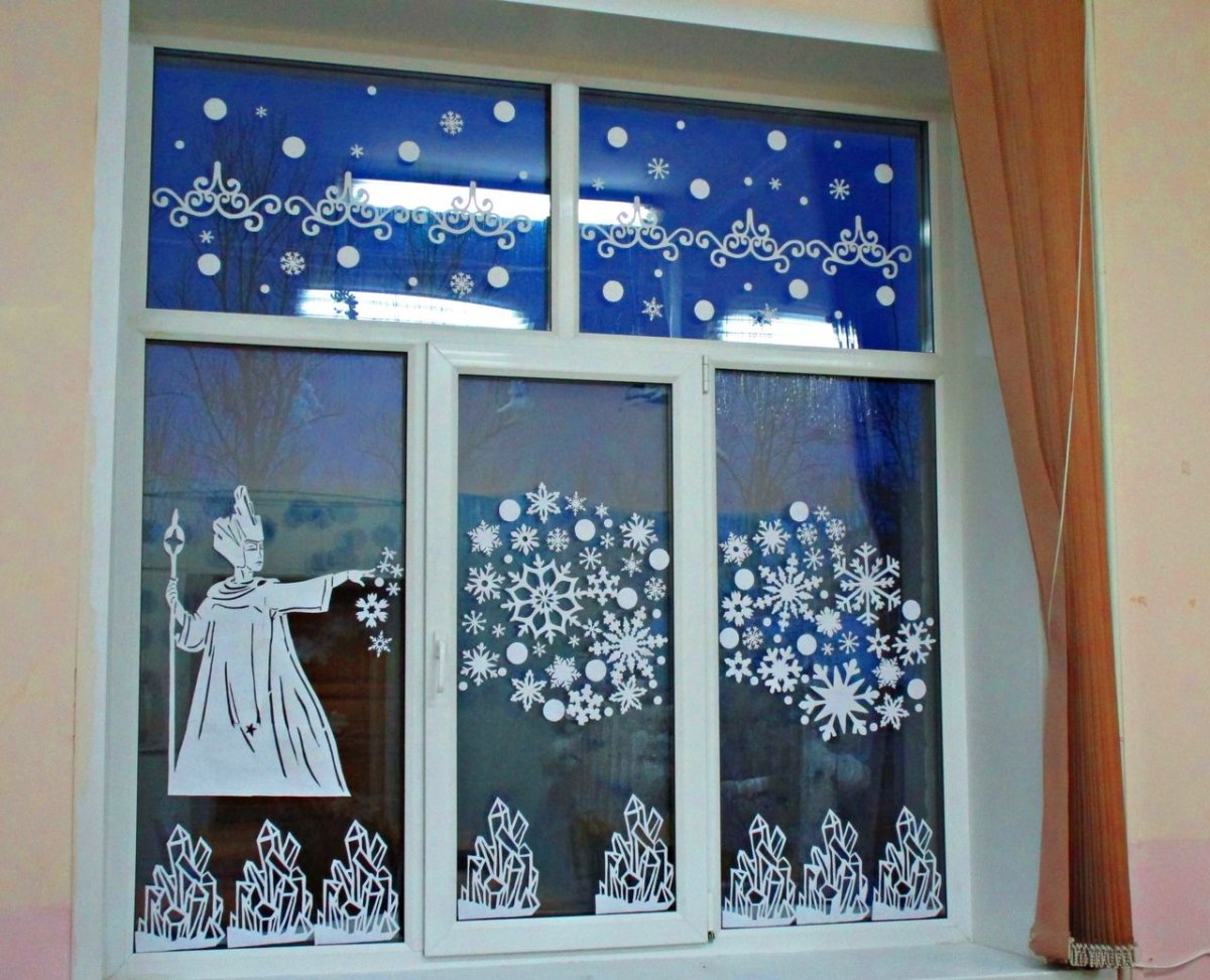 Оформление окон к новому году в детском саду своими руками