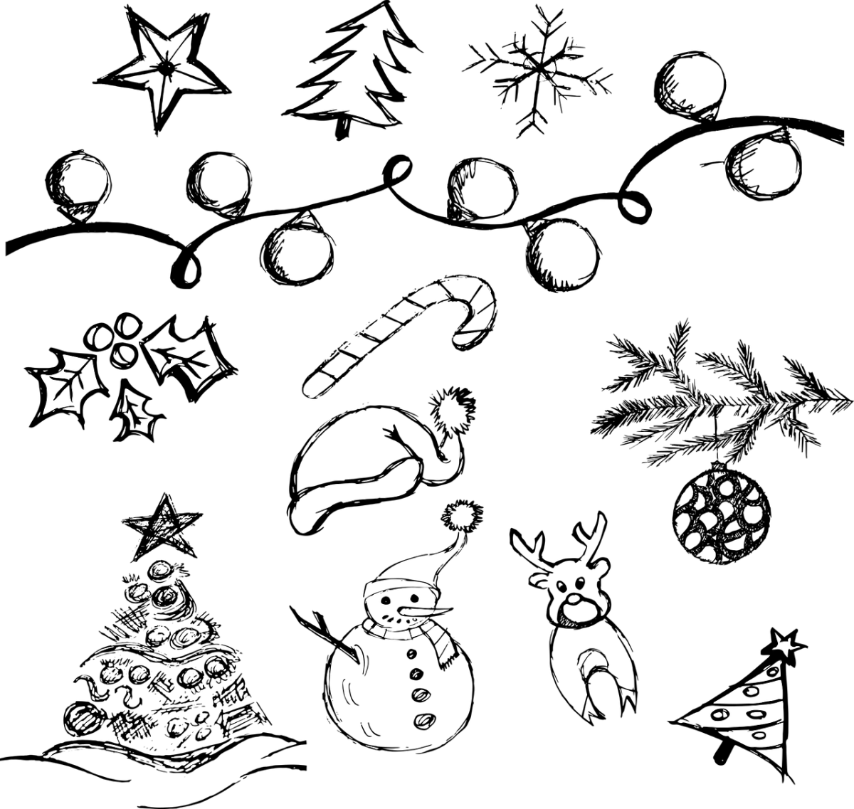 Новогодние рисунки карандашом