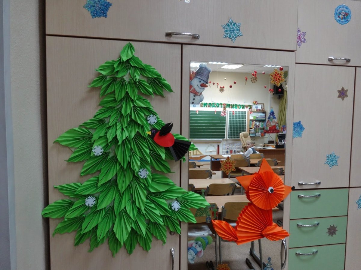 Украшение классной доски на новый год