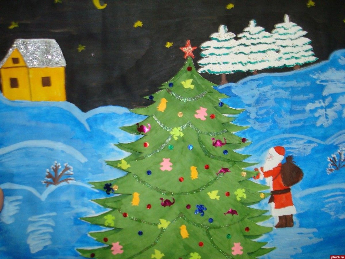 Рисование Новогодняя елка средняя группа