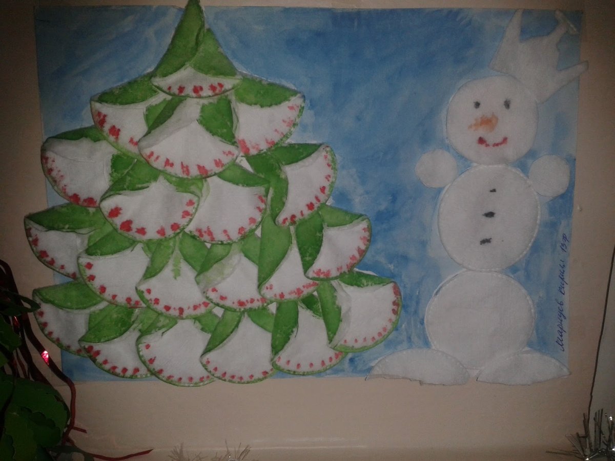 Коллективная аппликация к новому году