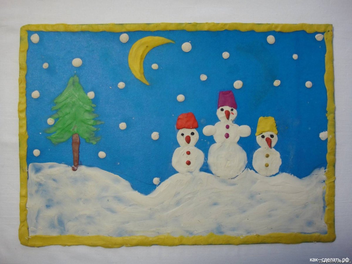 Пластилинография на тему новый год
