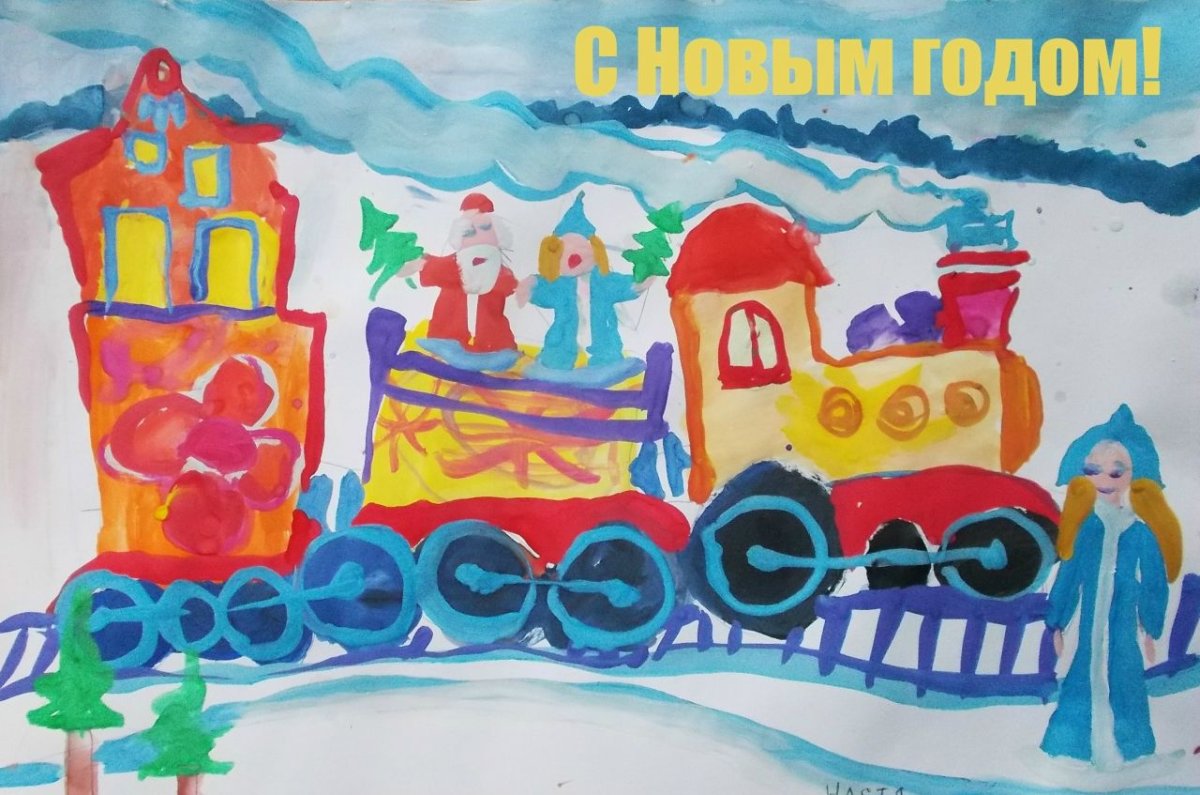 Зимний пейзаж белой гуашью