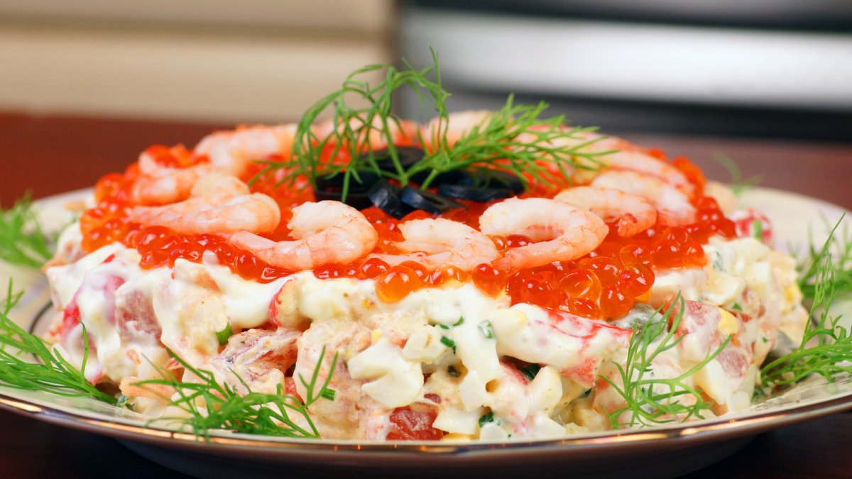 Салат из креветок без майонеза