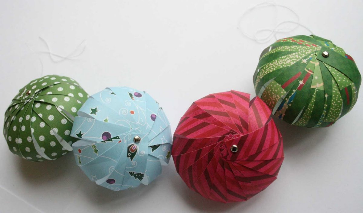 Елочная игрушка бумажный шар