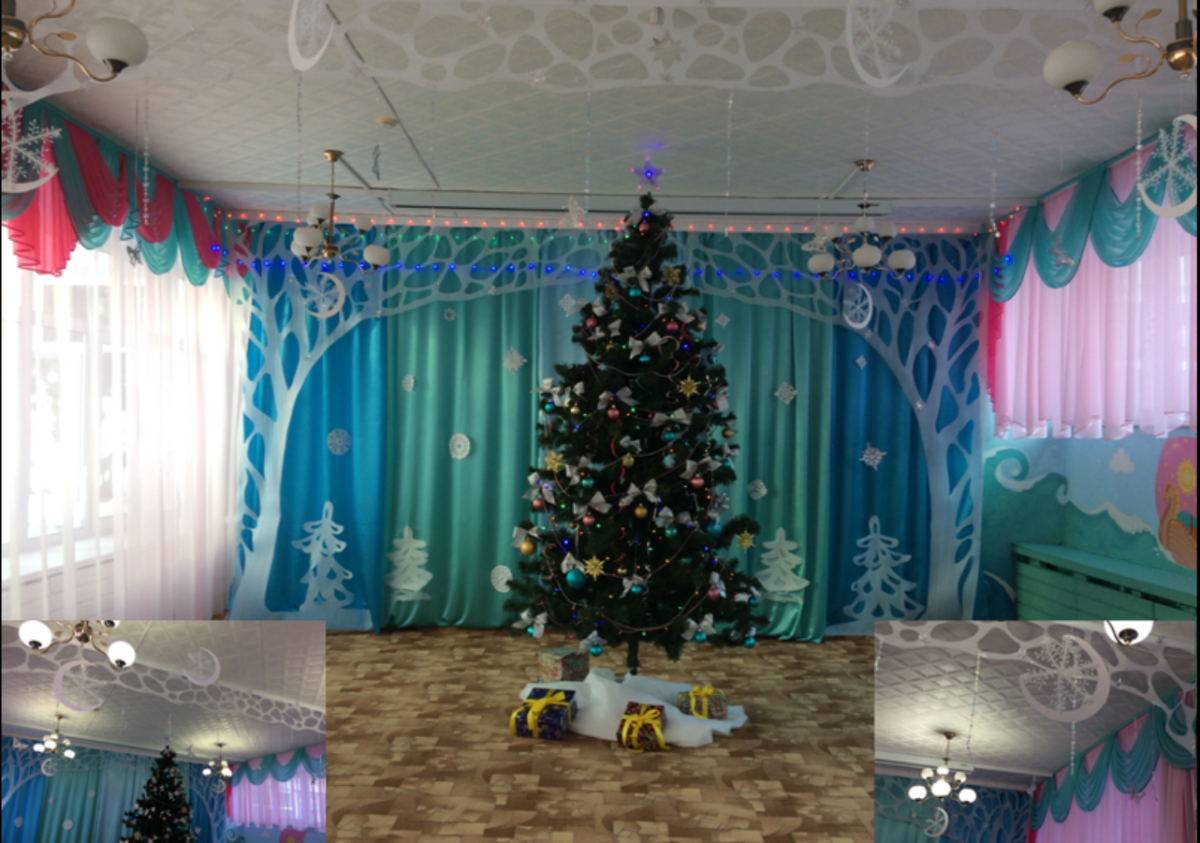 Новогодние шторы для музыкального зала