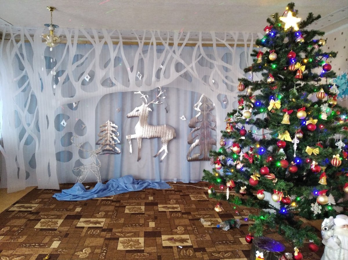 Украшение зала на новый год в детском саду