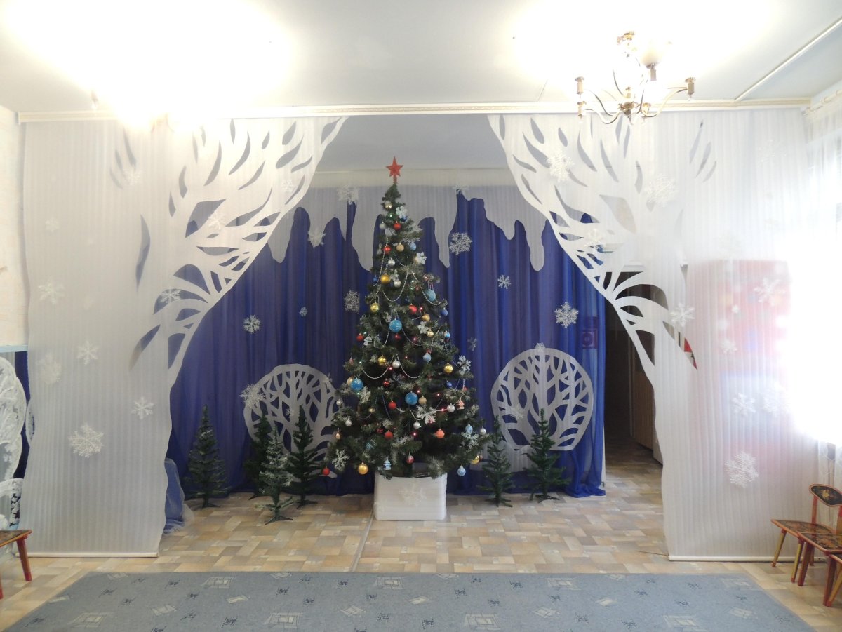 Украшение зала к новому году