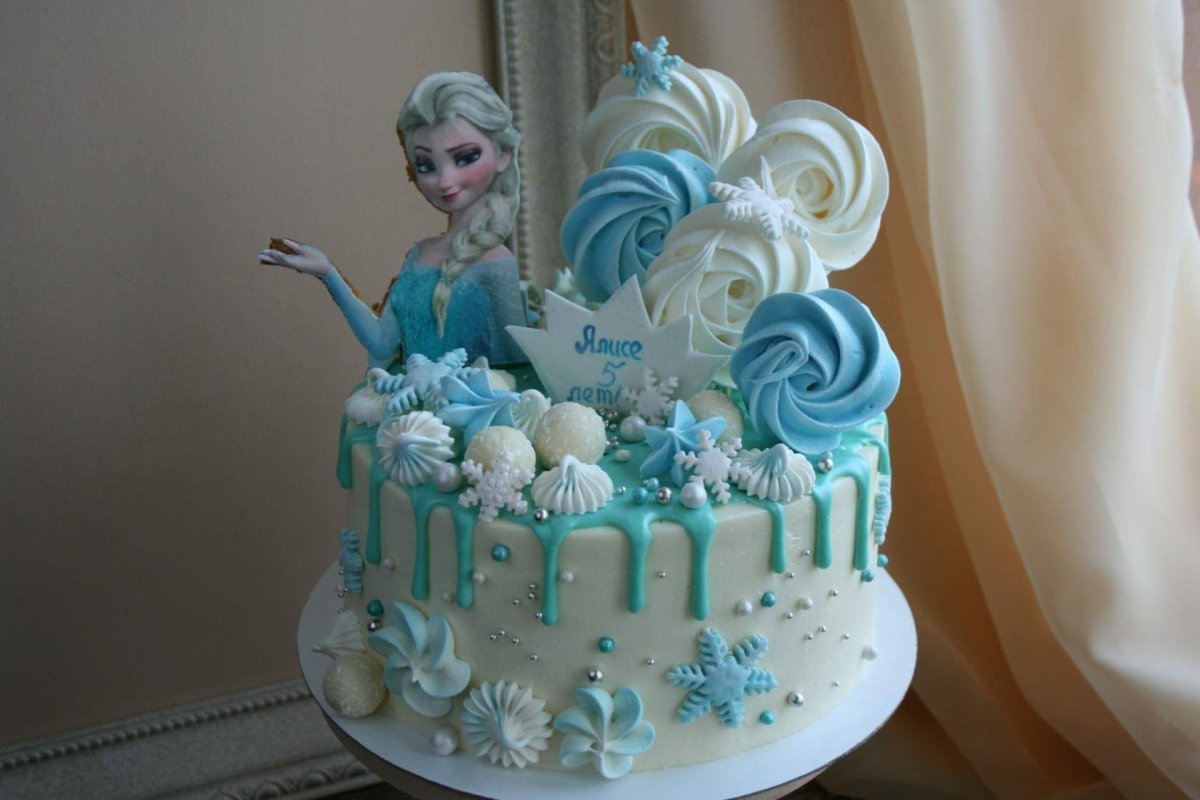 Торт с Анной и Эльзой Холодное сердце 2