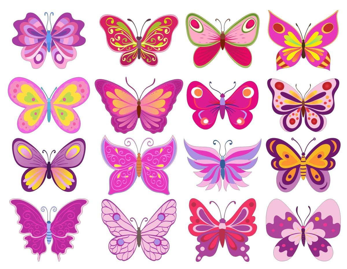 Бабочки Стикеры на торт