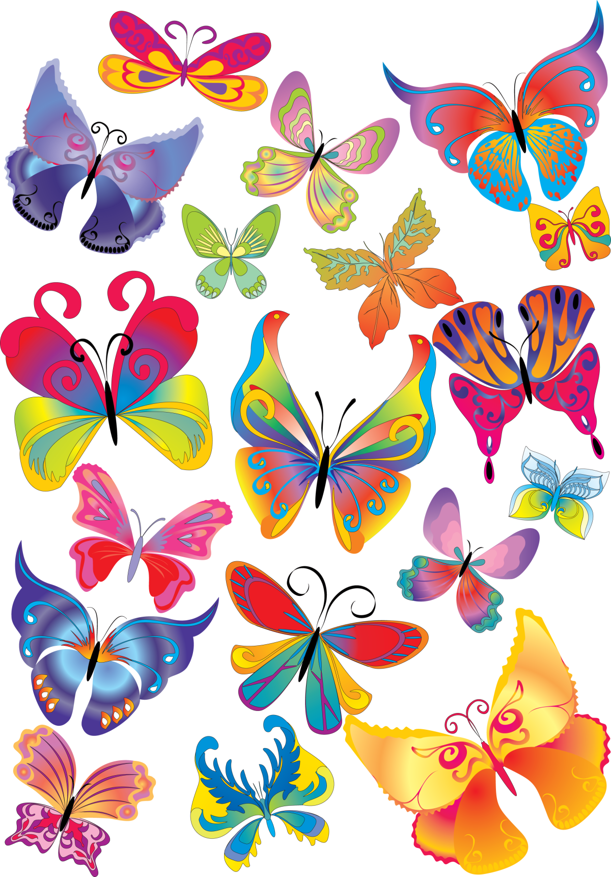Цветные бабочки для печати в хорошем качестве