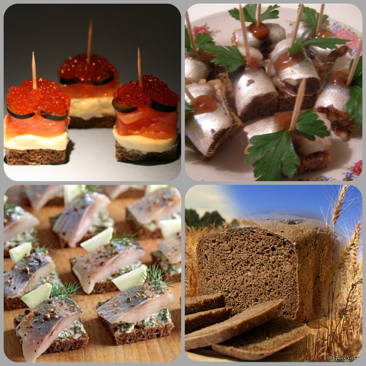 Канапе с бородинским хлебом