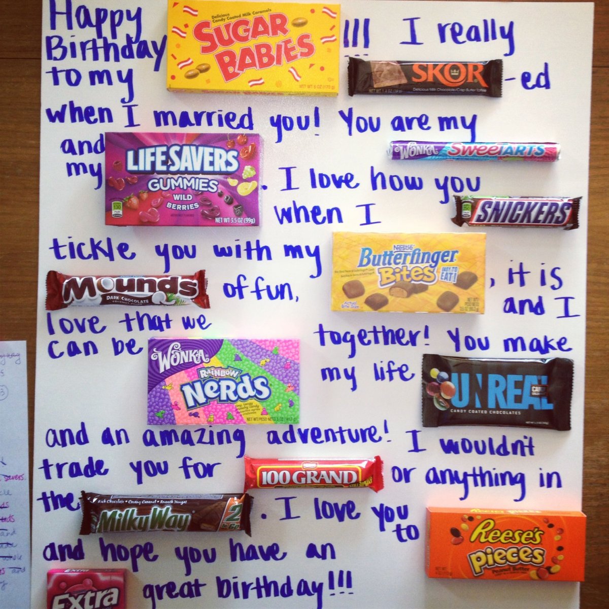 Плакат со сладостями на день рождения маме