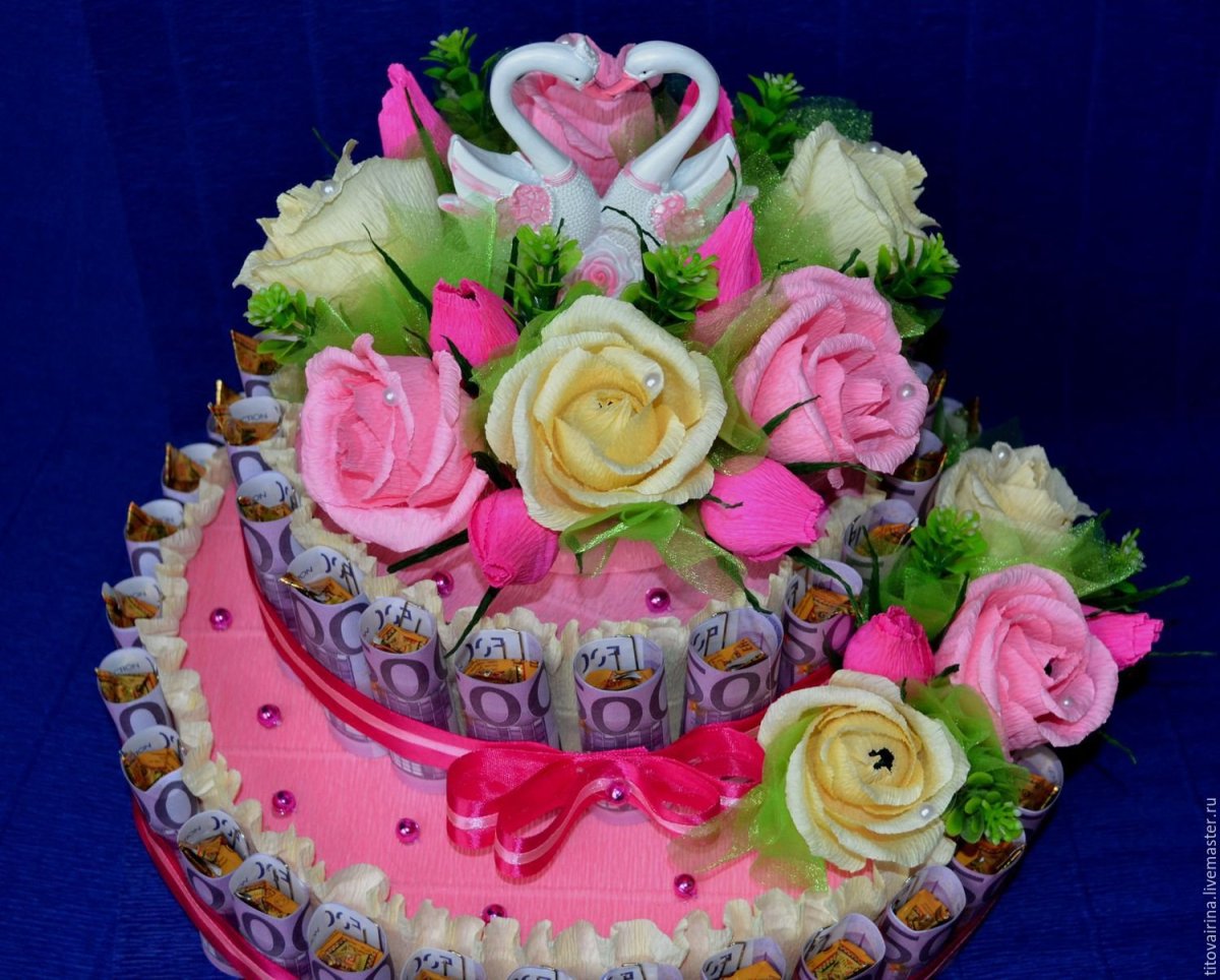 Подарочный торт из денег