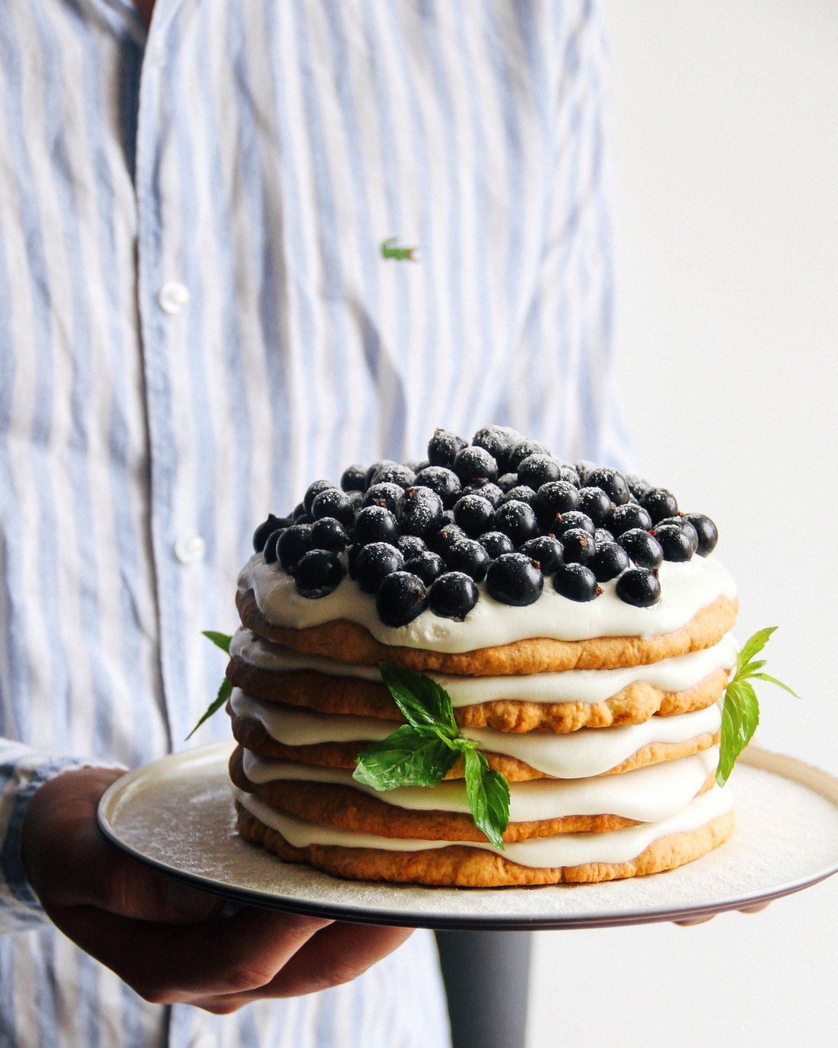 Торт медовый с черной смородиной