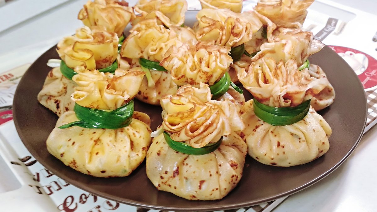 Блинчики мешочки с начинкой на праздничный стол