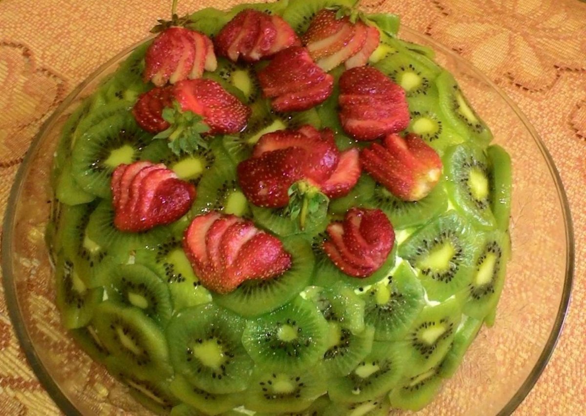 Чизкейк с киви и желе