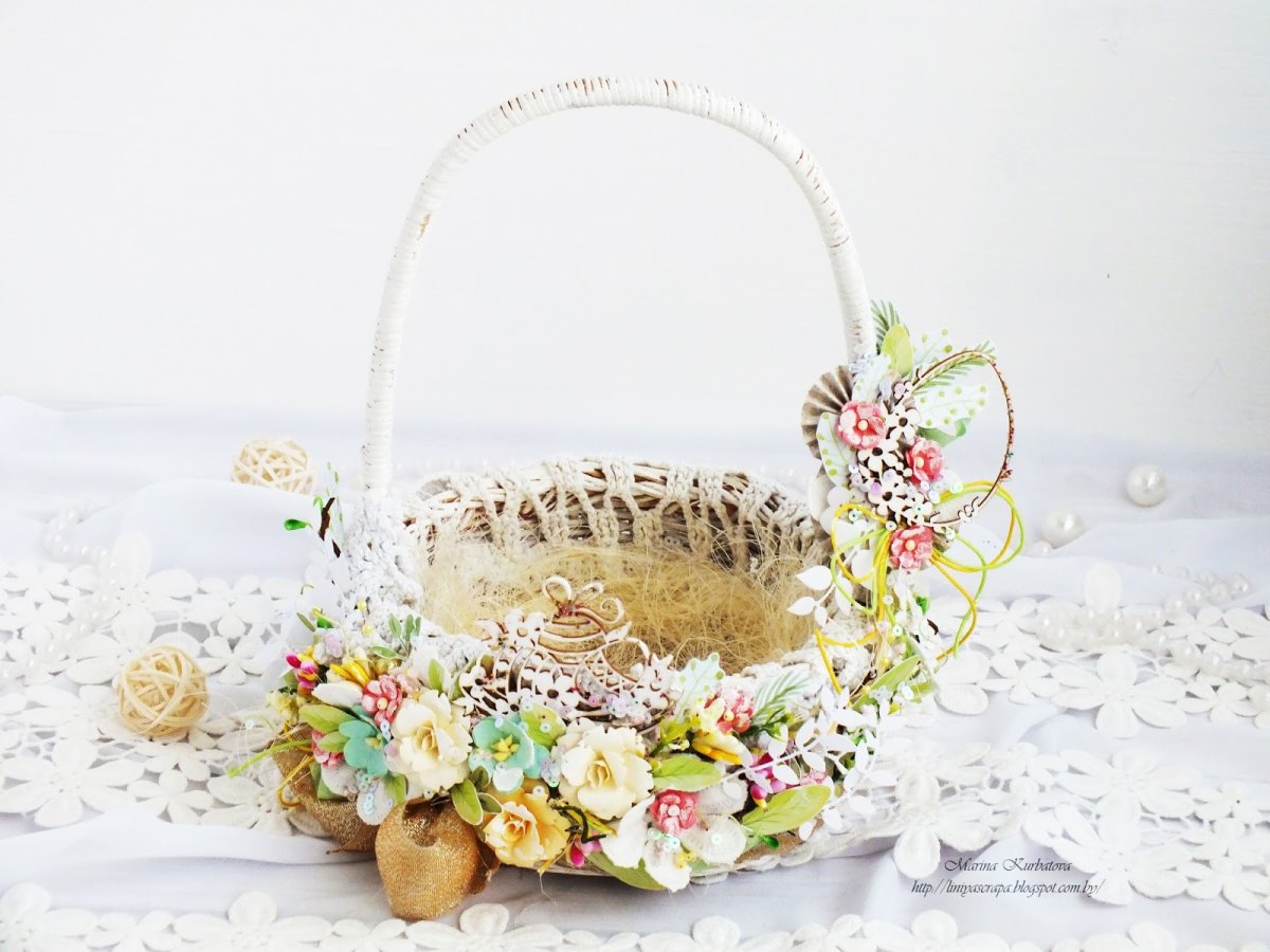 Пасхальная корзинка кружевная мастер класс