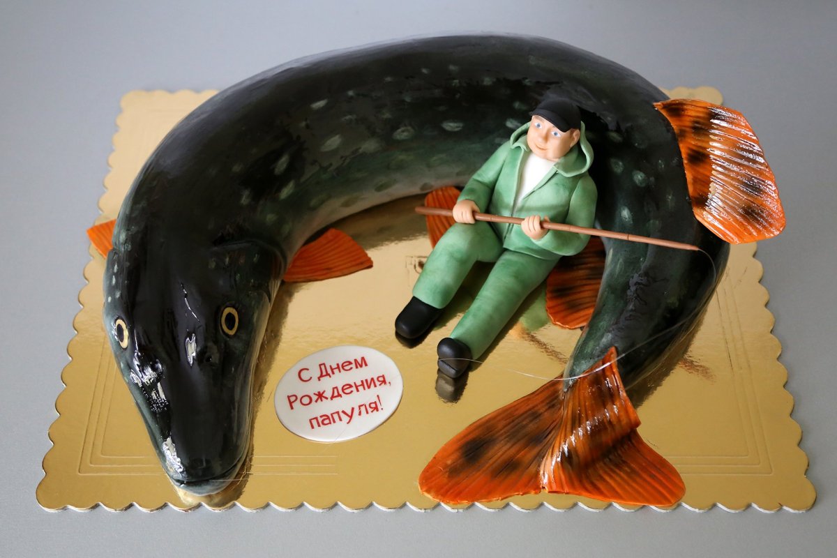 Торт для рыбака квадратный