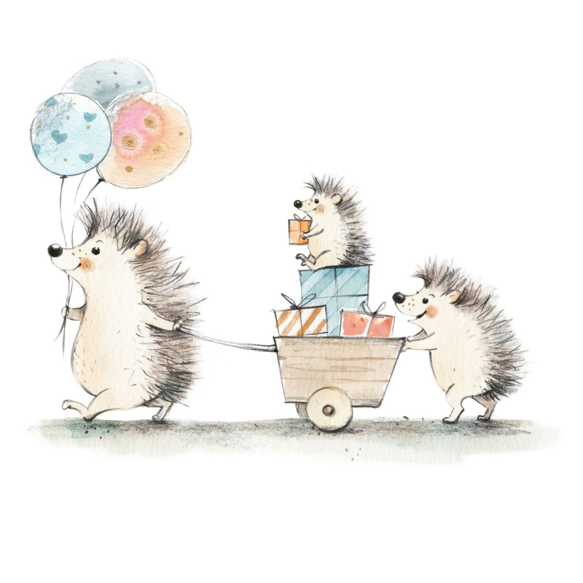 Открытки с ежиками с днем рождения