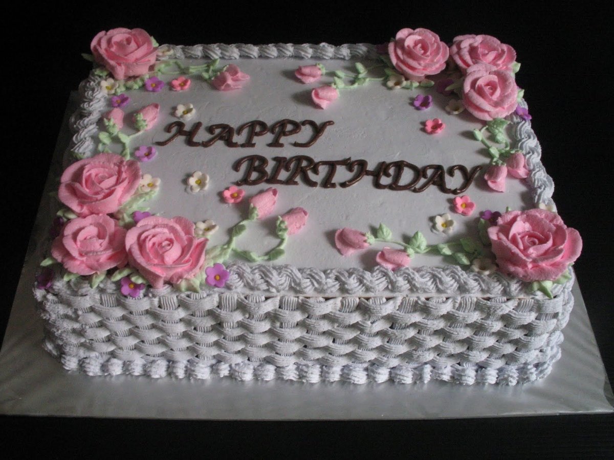 Торт прямоугольный с цветами