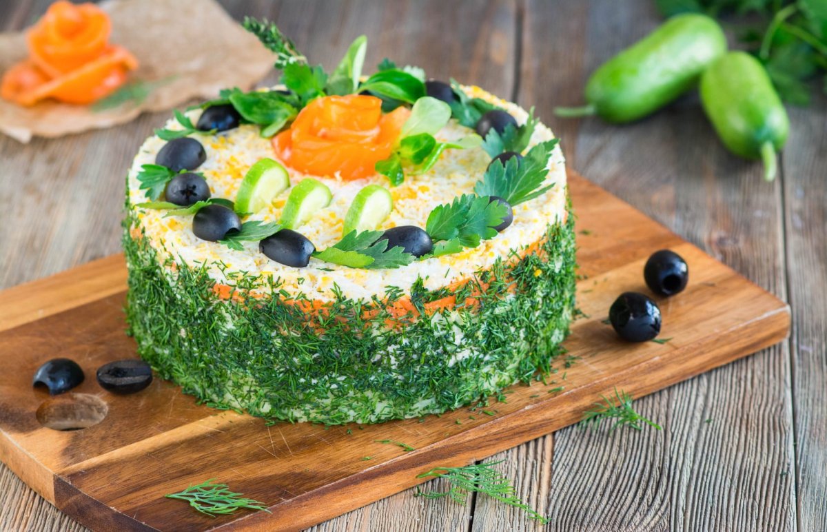 Оливье с семгой