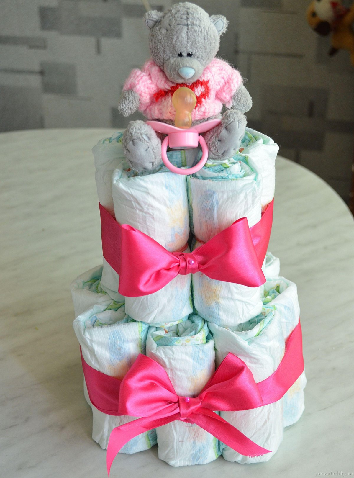 Торт из памперсов для девочки своими руками