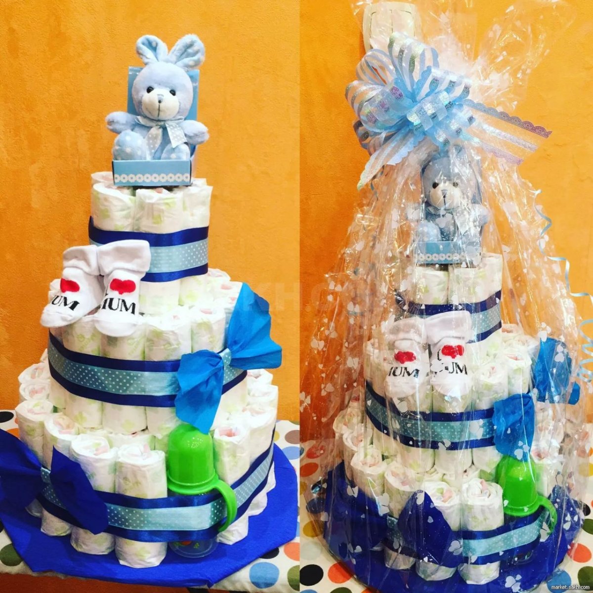 Торт из памперсов для мальчика своими руками