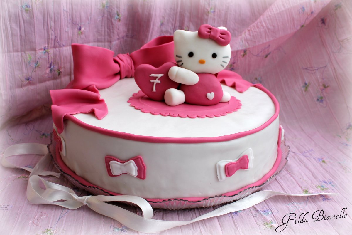 Хелло Китти белый торт