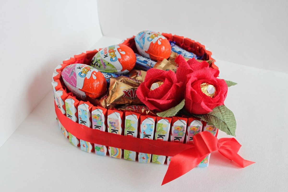 Тортик своими руками из денег и киндеры