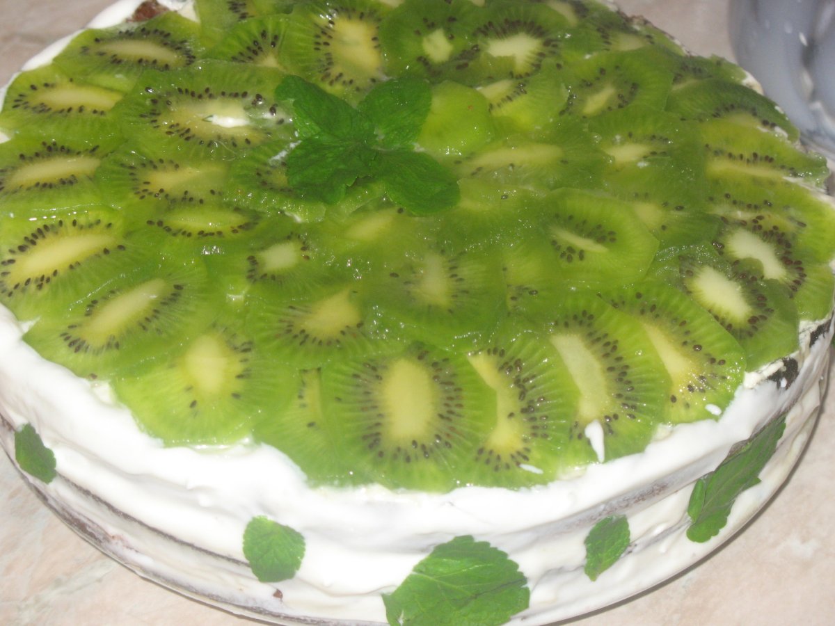 Творожный торт с киви