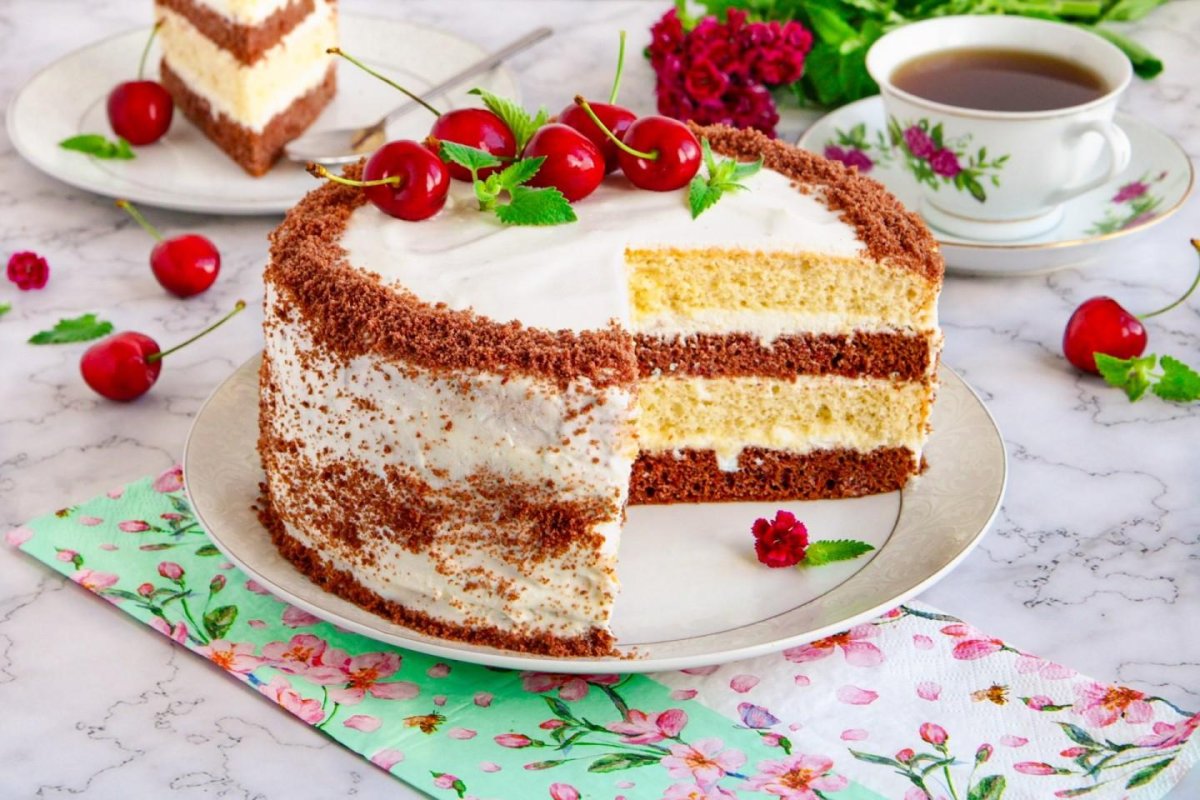 Бисквитный торт очень вкусный детский