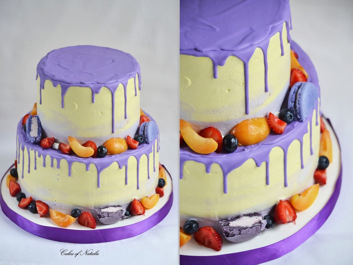 Торт в сиреневых тонах на день рождения