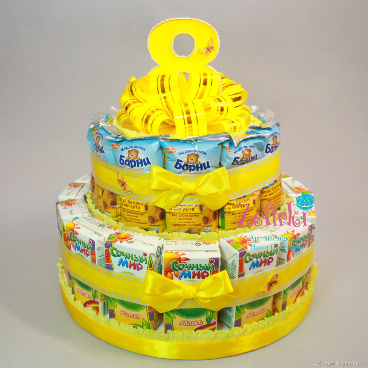 Торт из Барни и сока в детский сад