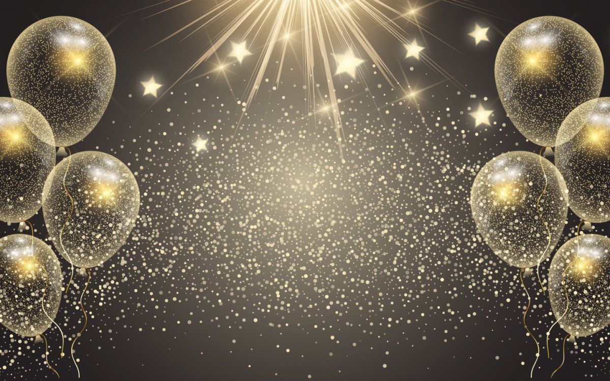 Золотые шары на черном фоне