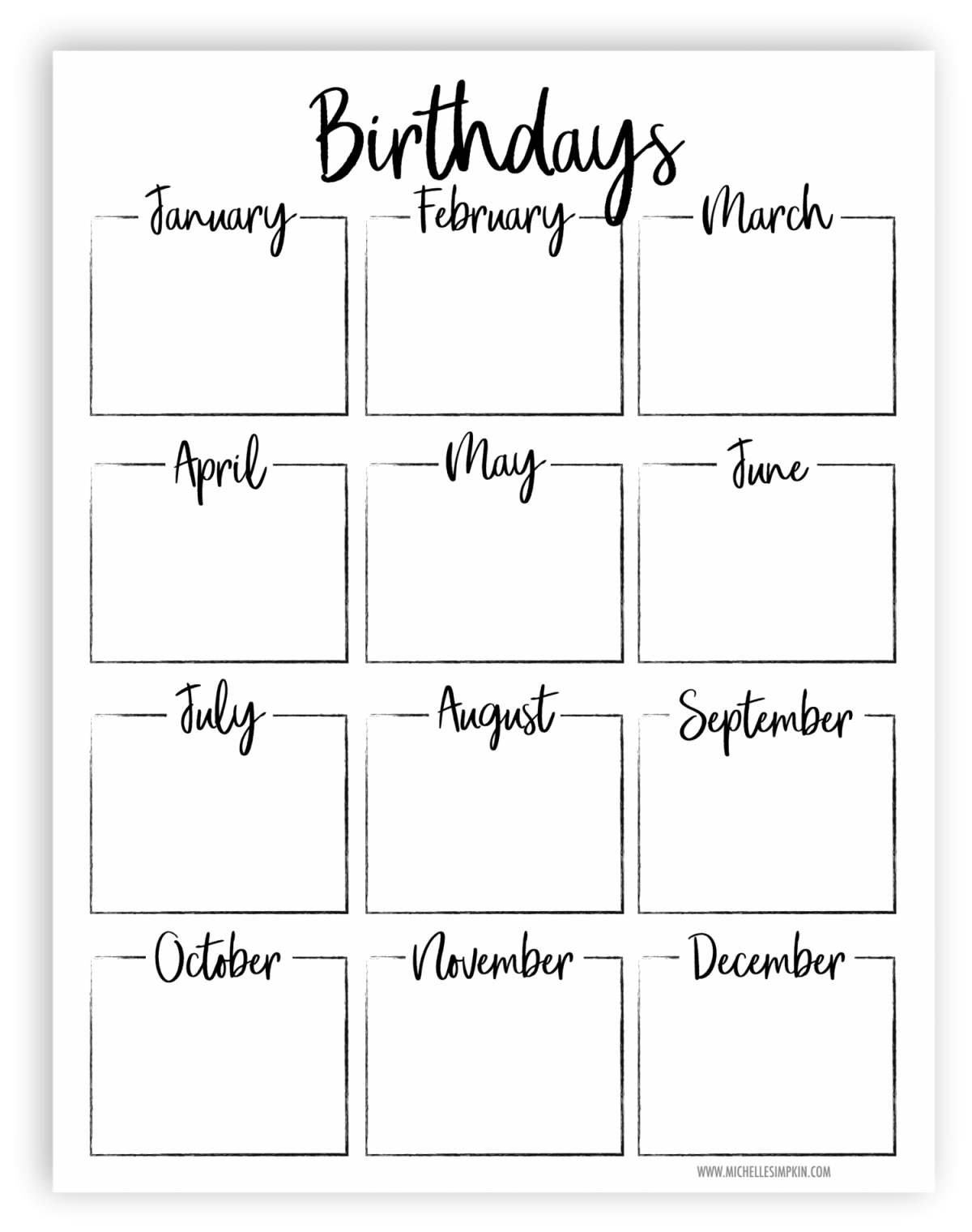 Birthday Calendar шаблон
