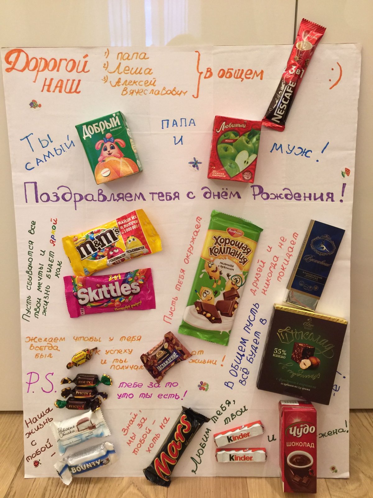 Поздравительный плакат со сладостями