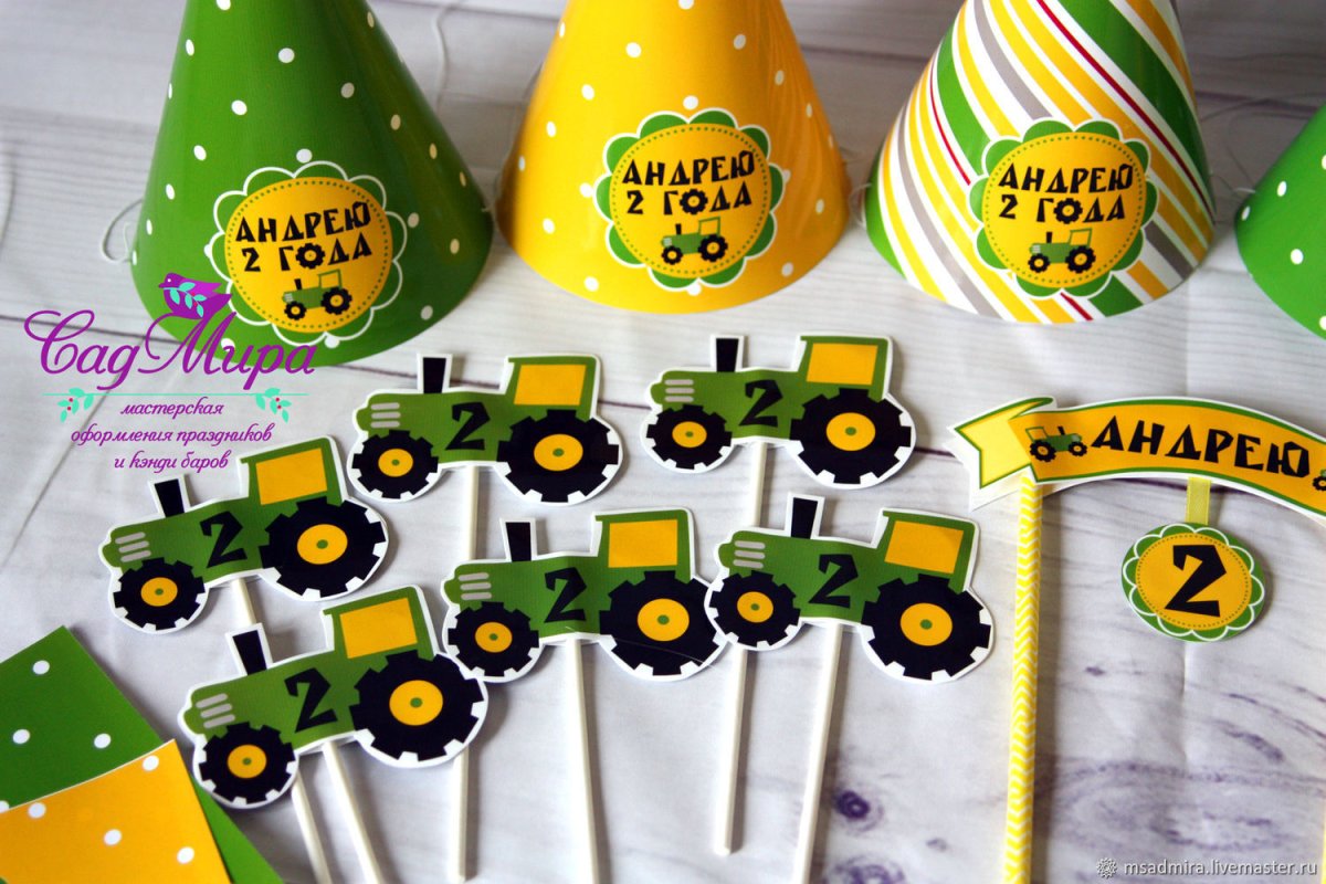 Тортик в стиле синий трактор