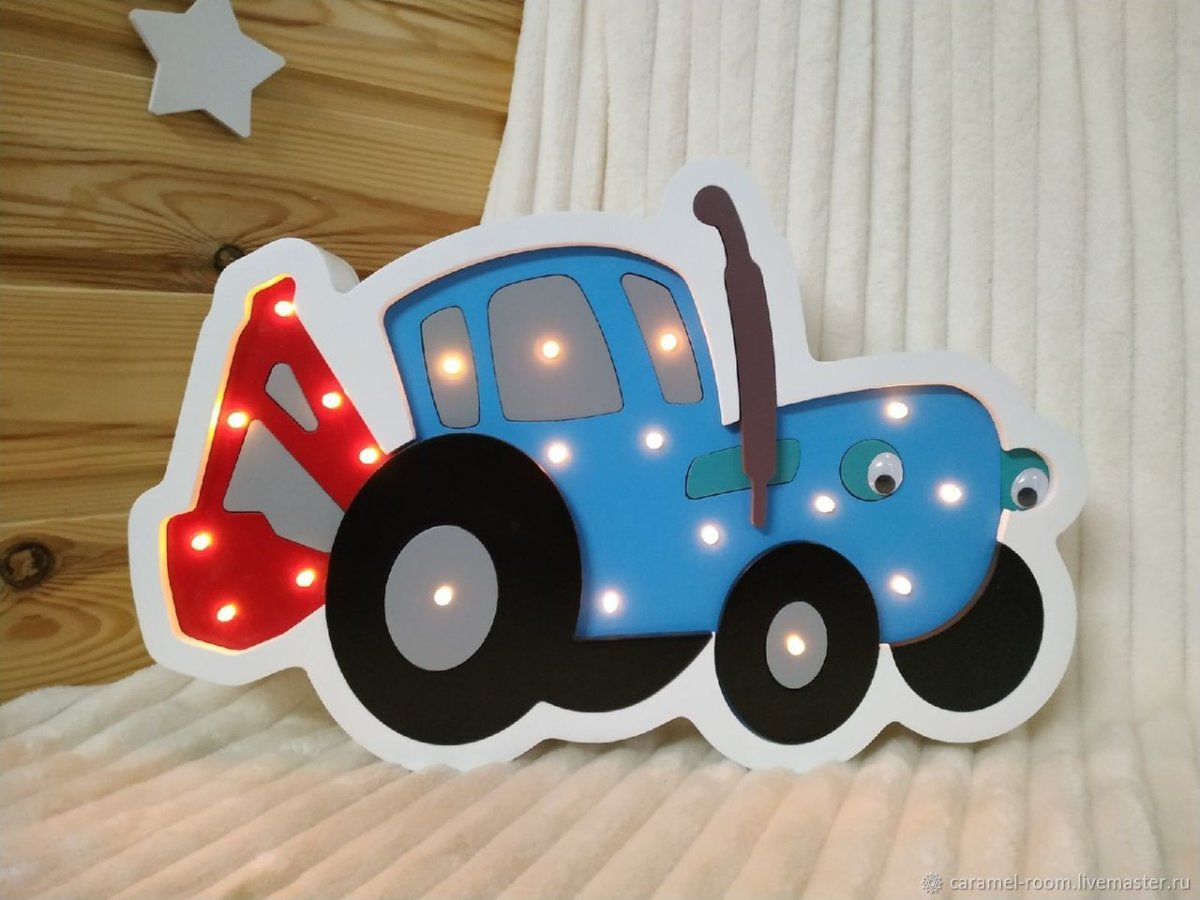 Фотокартон синий трактор